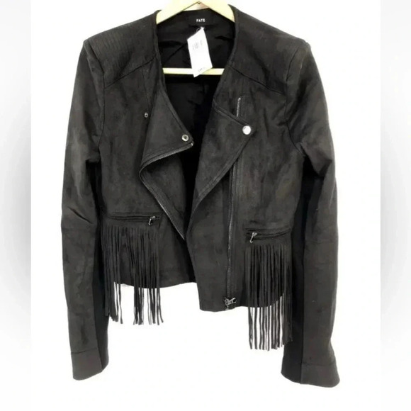 Fate Black Fringe Cropped Jacket women’s Size L - Picture 1 of 11
